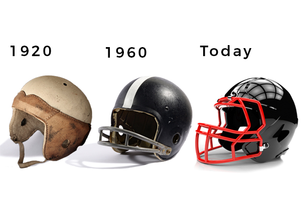 Football helmets evolution since 1920